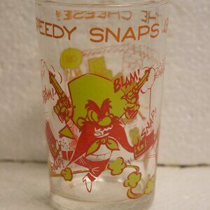 Vintage 1974 Looney Tunes Glass Featuring Yosemite Sam and Speedy Gonzales